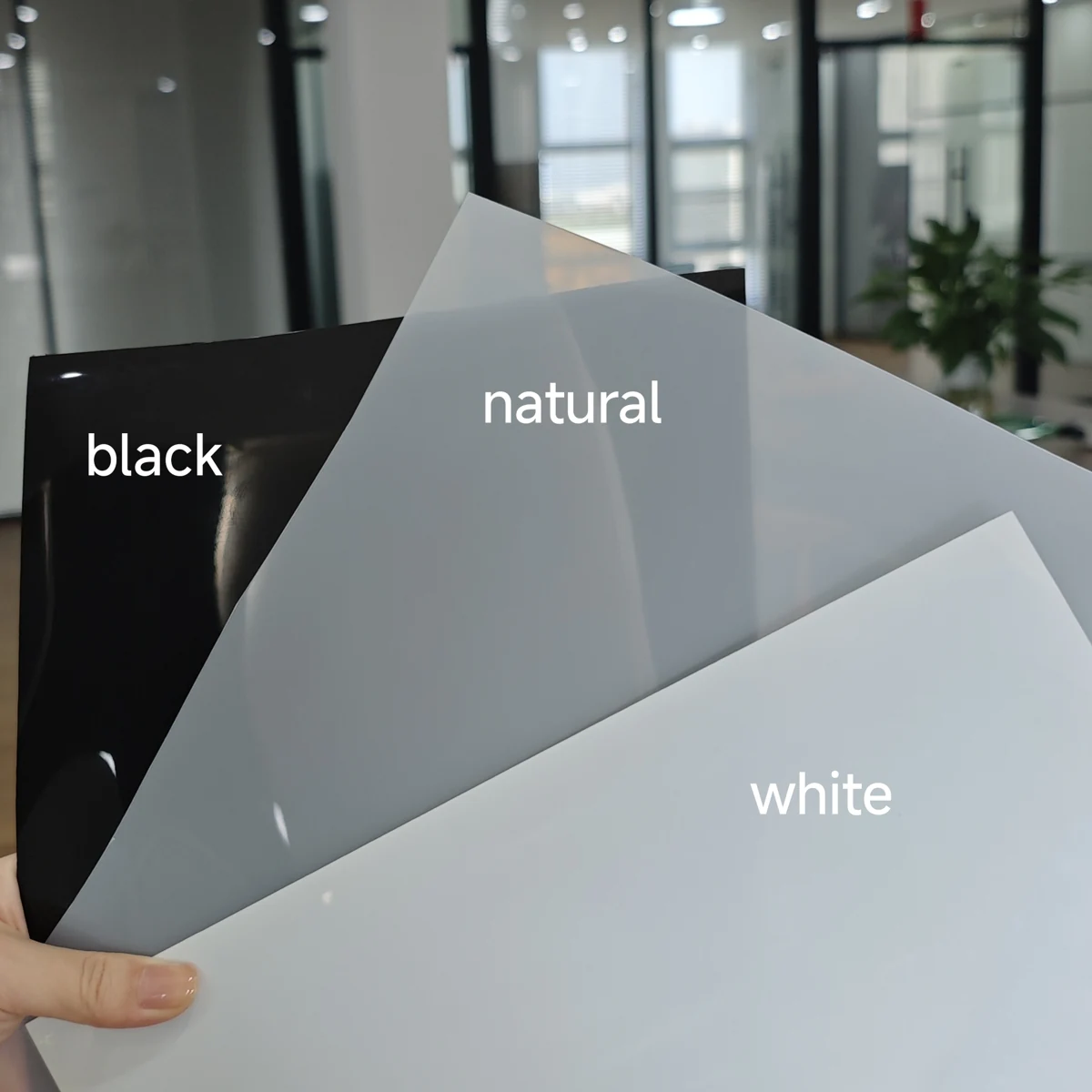 Plastic sheet samples for industrial and consumer packaging
